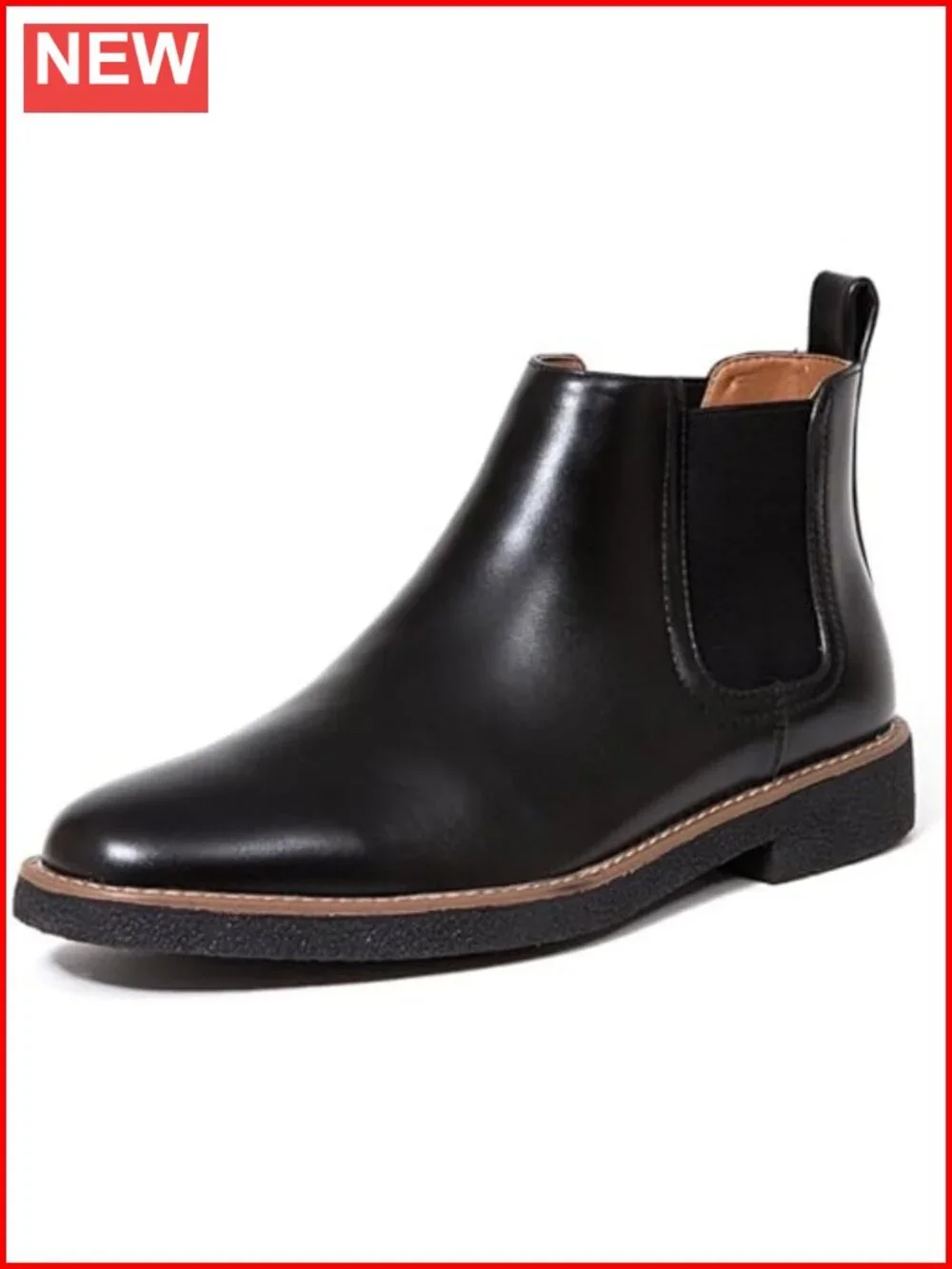 Men's Faux Leather Chelsea Boot with Memory Foam Insole